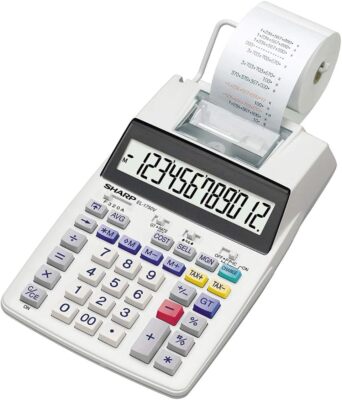 Sharp Druckender Tischrechner EL-1750V (großes 12-stelliges LC Display, schwarz 