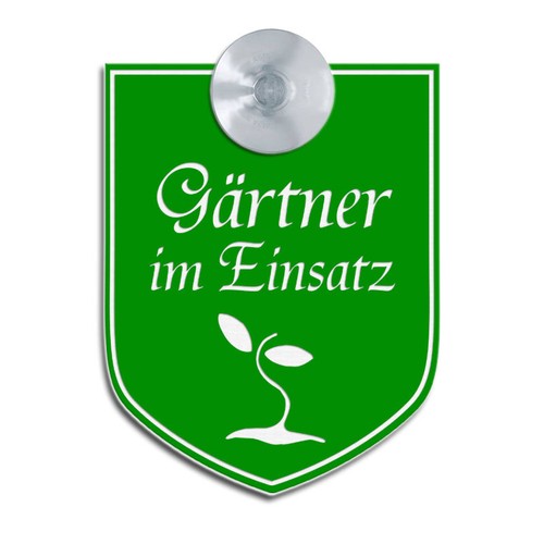 Gärtner im Einsatz Gravur Schild,Pflanze,auch mit Saugnapf,Auto,KFZ