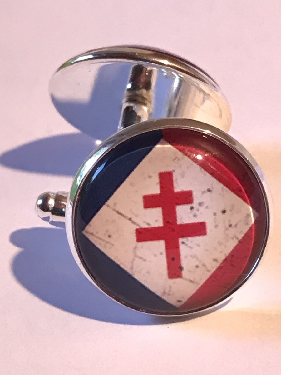 Boutons De Manchette Croix De Lorraine Dorés – Style Gaulliste – Cufflinks