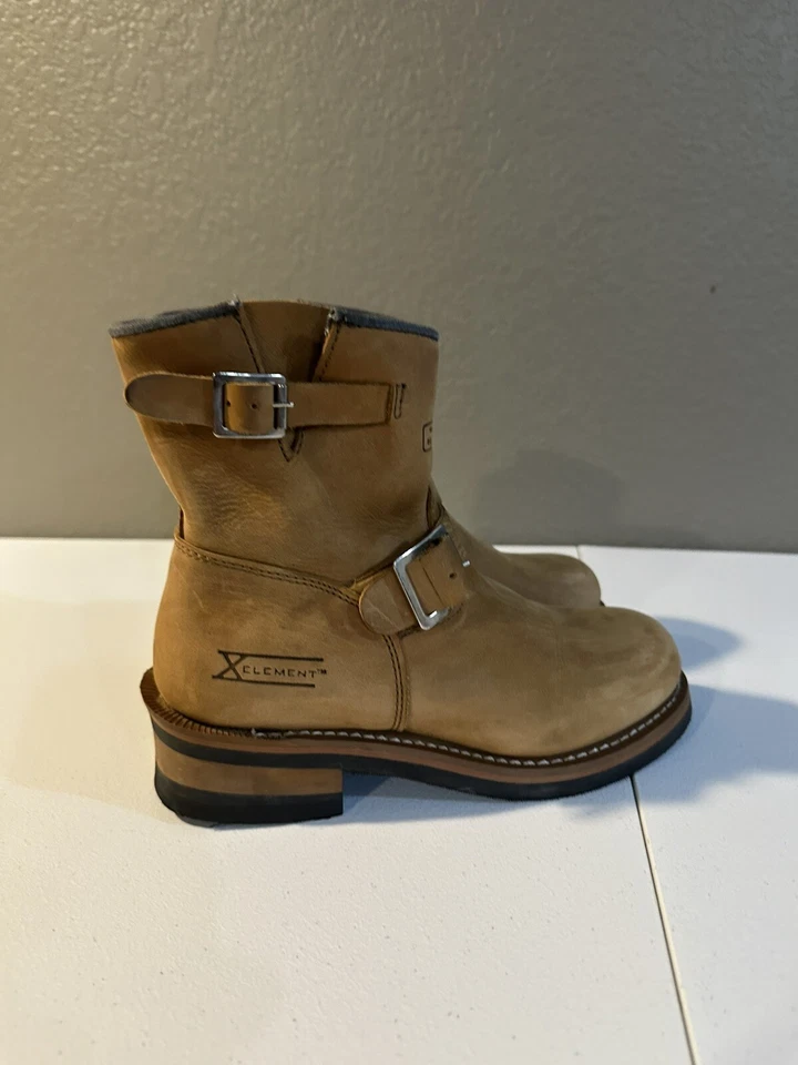 Mujer Botines Marrón Cuero Curtido al Aceite Motociclista Hebilla Arnés Talla 7 XElement Foto 3 de 4