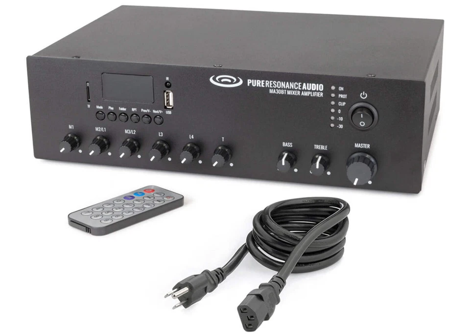 Pure Resonance MA30 Mixer Amplifier 30W Bluetooth 70V/100V Paging - Image 4 of 4