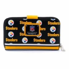Loungefly - Pittsburgh Steelers NFL Logo - Zip Around Bifold Wallet - NEW -