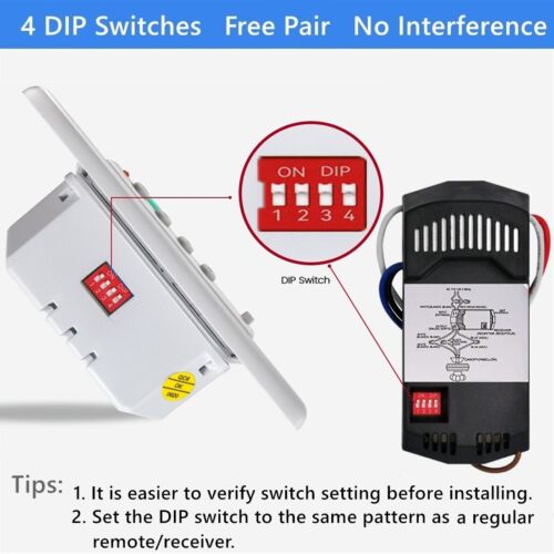 Ceiling Fan Wall Remote Control UC9050T 4DIP Switch For Harbor Breeze Hampton - Picture 6 of 52