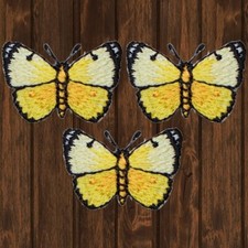 Mini Yellow Butterfly Embroidered Patch   3-Pack   Iron On