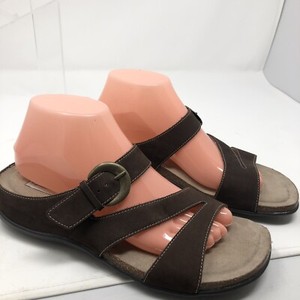 Bjorndal Women's 8 1/2 M Brown Leather Adjustable Buckle Sandals Slides Slip On | eBay