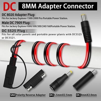 COMeap SAE to DC8mm Male Adapter for Jackery Solar Panel, with