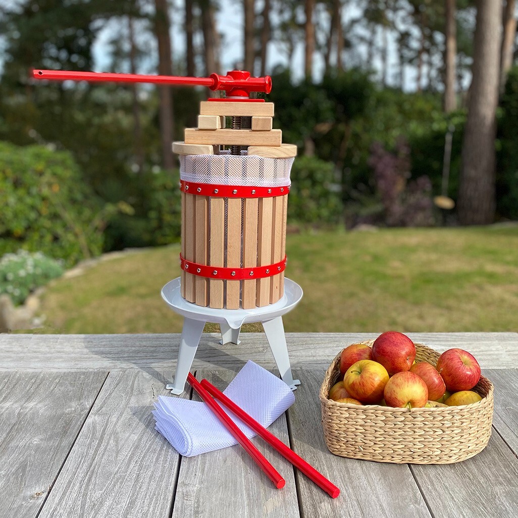 Apple Press 6 Litre with 2 Straining Bags, 2 Sets Extension Blocks, 3 Handles