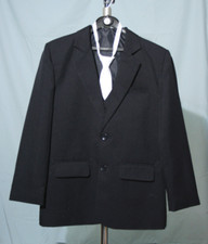 Cole Collection Boys Suit Blazer Jacket with Vest and Tie 12 27W Dark Blue