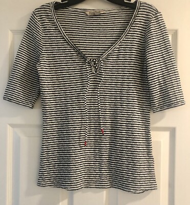 Lucky Brand Boho Old Money Quiet Luxury Coastal Preppy Striped Tasseled Size XS