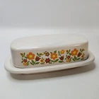 McCoy Pottery Butter Dish 7013 Vintage Gingham Daisy Chain Kitschy Flower Retro