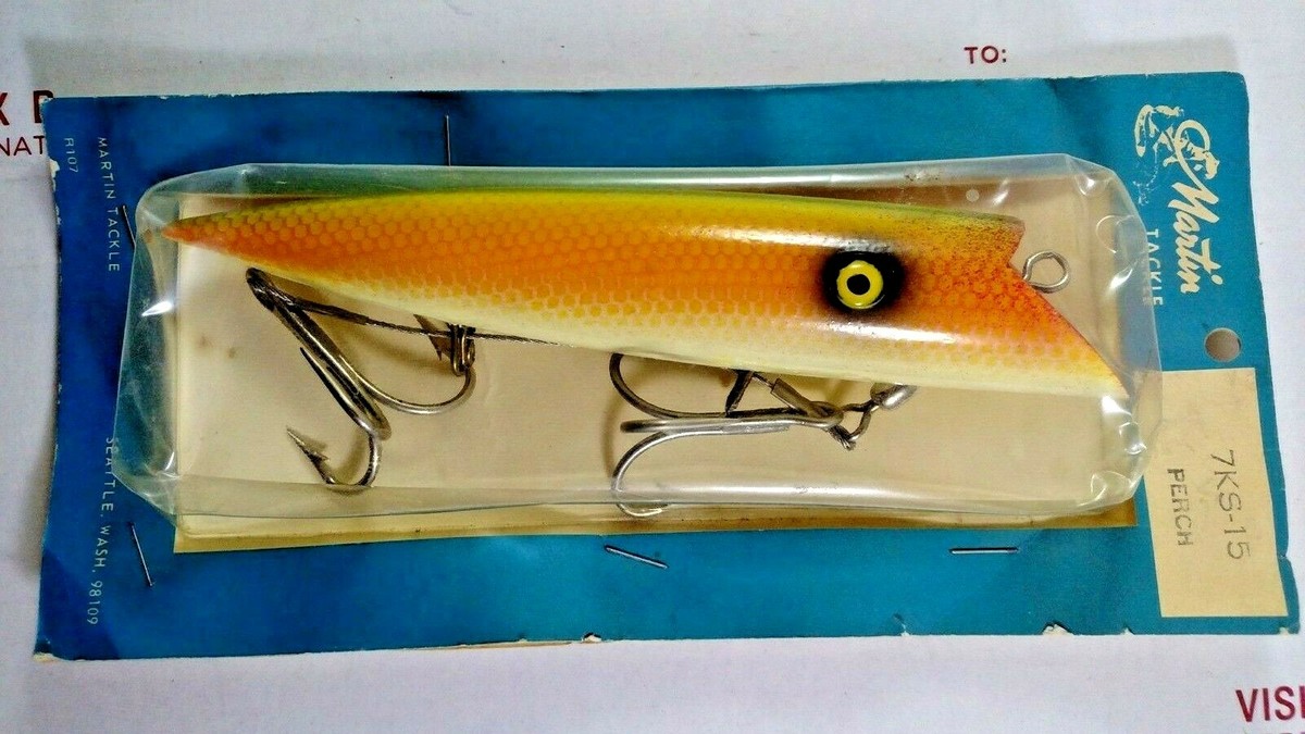 Vintage Wood Martin Tackle Popper Plug Fishing Lure Perch
