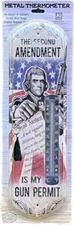 The Second Amendment Is My Permit Indoor Outdoor Metal Thermometer Patriot Gift