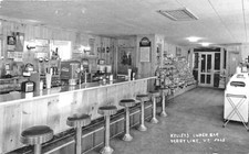 Derby Line VT Kelley's Lunch Juke Box Interior RPPC Postcard