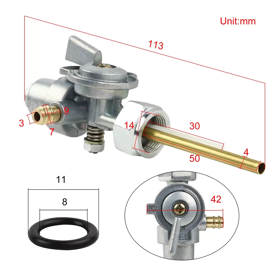 Interruptor de combustible de repuesto M14X1,5 mm Petcock para Yamaha 367-24500-04 Foto 2 de 4