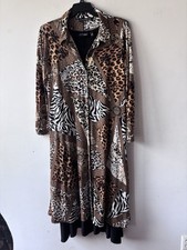 Attitudes By Renee Dress Set Black Knit Sleeveless Maxi Animal Print Coat 1XP
