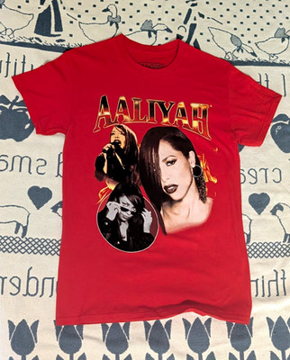 Aaliyah Red Graphic T-Shirt Music Industry Tee R&B & Soul Artist