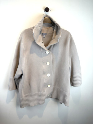 J. Jill Womens Cotton Tan Beige Button Down Cardigan Knit Sweater 3X Lagenlook