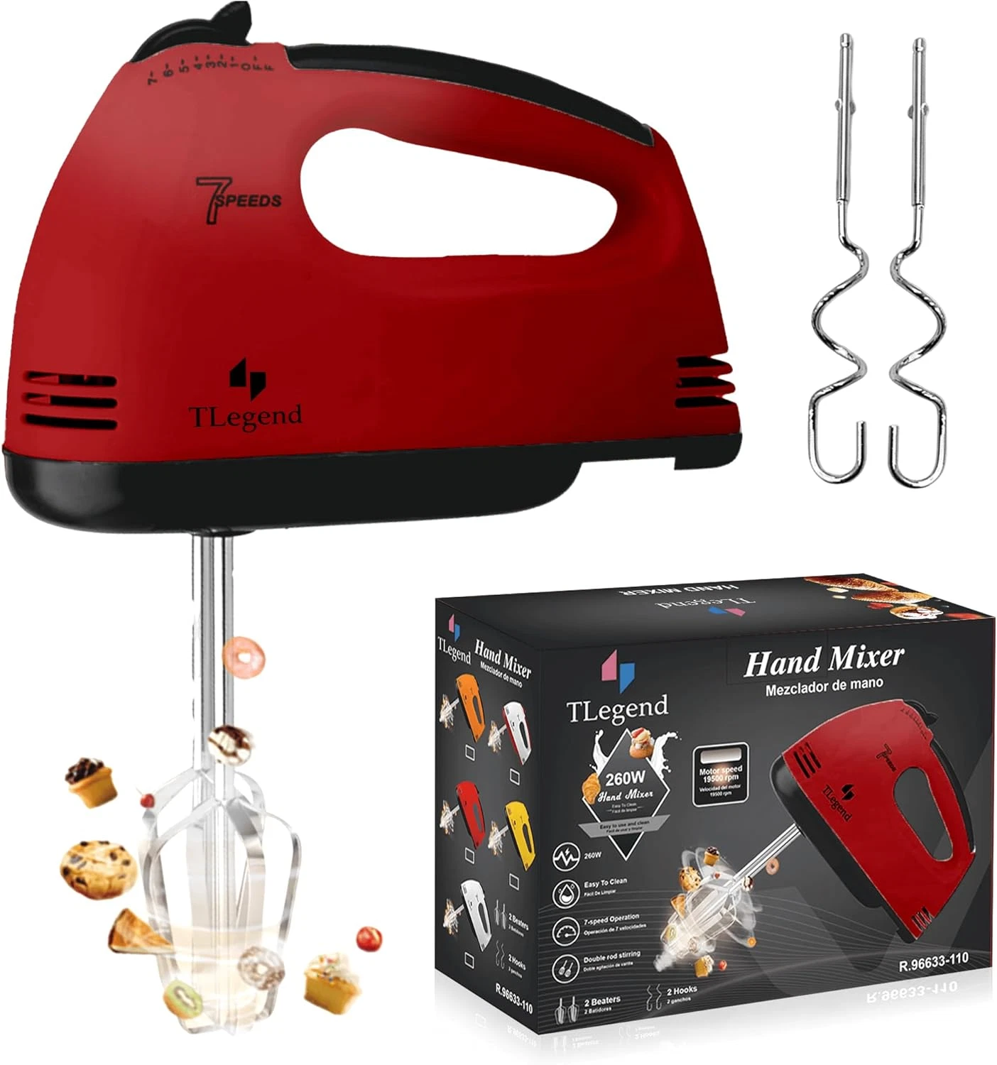 Hand Mixer Electric Handheld – 7 Speed Ultra Power Electric Mixer Handheld (Red)
Opens in a new wind