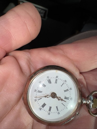 Vintage Antique 800 Sterling Silver Hunter Pocket Watch