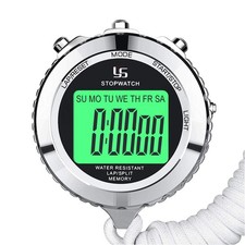 Digital Stopwatch Timer with Backlit Display, 1/100s Precision, 2 Lap Memory
