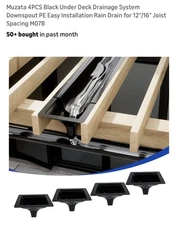 Muzata 4PCS Black Under Deck Drainage System