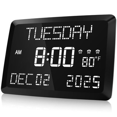 Raynic Digital Clock, 11.5'' Large Display Calendar Clock with Day and Date, I...