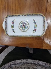 Vintage Coalport Ming Rose Fine Bone China Sandwich Tray Serving Trinket Plate.