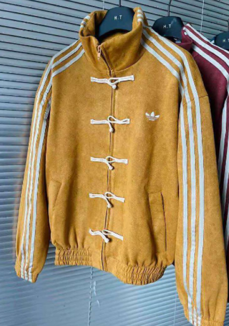 新品L Adidas チャイナ限定 長袖ジャケット　イエロー　JD3379 Adidas Originals SS24 Chinese Style Button Stripe Vintage