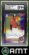 Isaac De Leon SGC 9 2022 Bowman Chrome 72/250 Prospect Auto Purple Orioles 2451