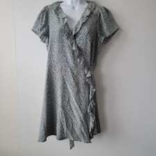 Madewell women's 100 Silk Ruffle-Edge Wrap Dress size L in Ditsy Floral