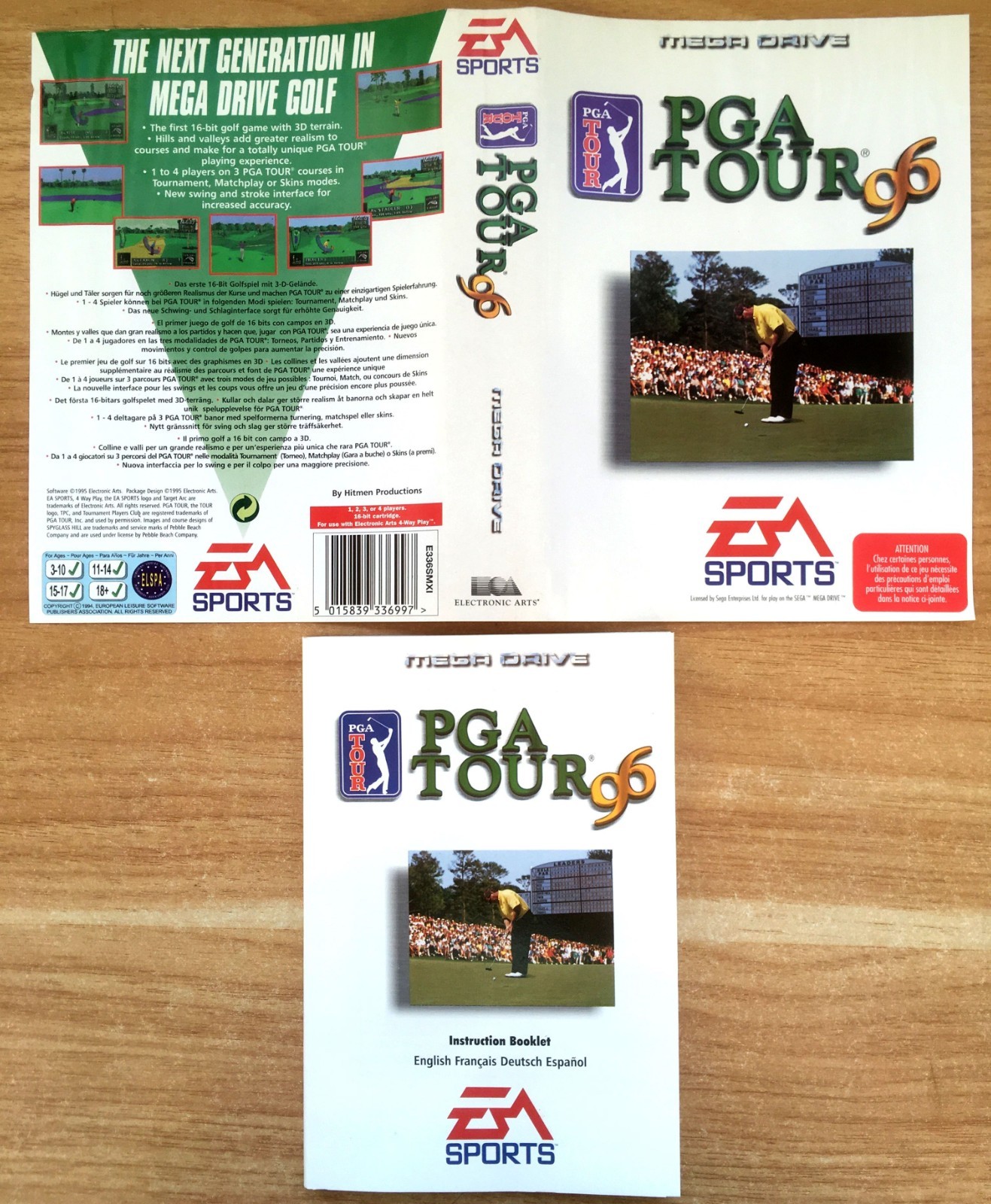 PGA TOUR 96 - JAQUETTE + NOTICE 100% ORIGINALES SEGA MEGADRIVE PAL EURO (FR)