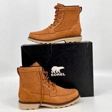 Sorel Carson Storm Waterproof Moc Toe Boots Size 9.5 Brown Lace Up Leather Suede
