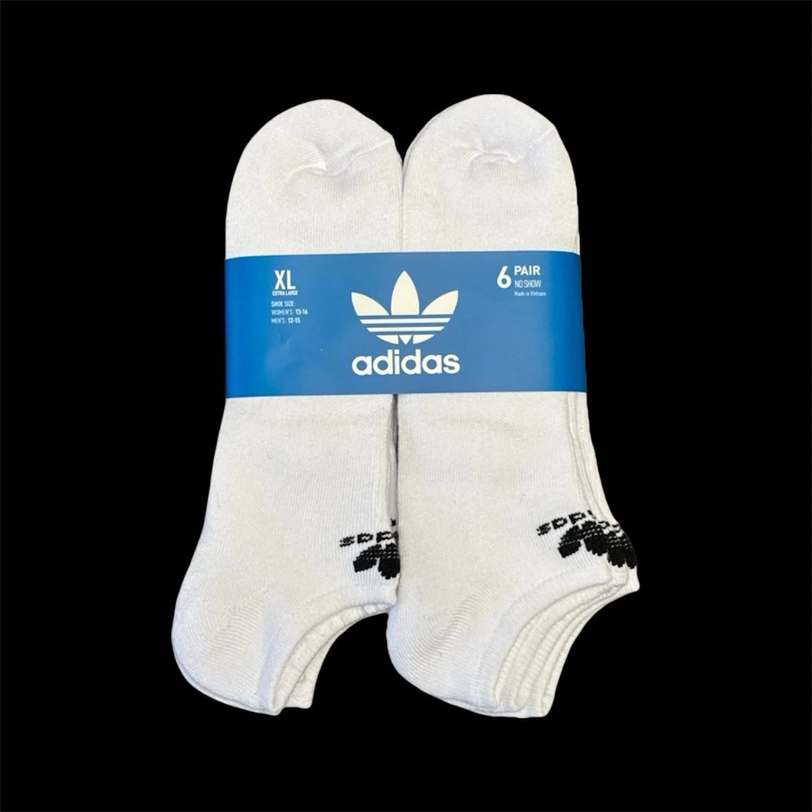 ADIDAS Originals Trefoil No Show Socks 6 Pair Mens XL 12-15 White NWT