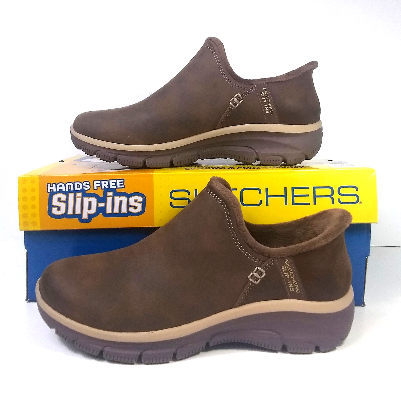 Skechers Easy Going Slip In Ankle Boots Modern Hour Relaxed Women's Sz 7 Brown