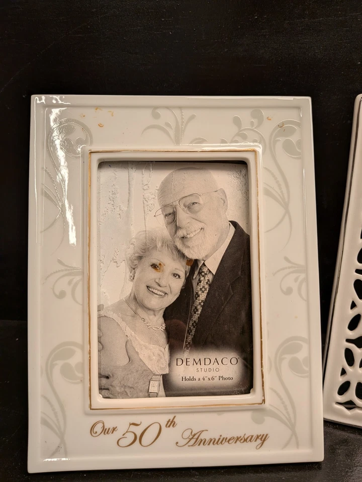 Lote de 2 marcos de fotos/fotos de 50 y 25 aniversario de boda, blanco 4x6" Foto 3 de 4