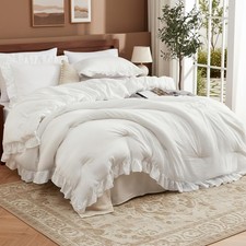Ruffled Queen Size Comforter Set 3PCS Soft Microfiber Lightweight  Fluffy