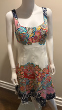 Nine West Lined Sleeveless Dress A Line White Floral 8P Petite