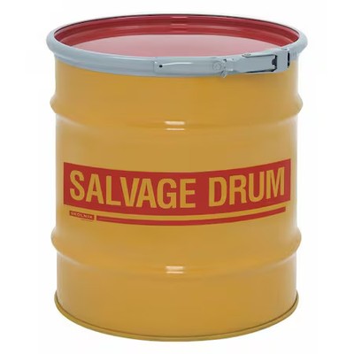 Open Head Salvage Drum, Steel, 20 Gal, Unlined, Yellow, Hm2001q