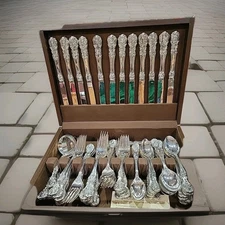 F.B. Rogers & Sons "French Rose" silver-plated flatware 65 Pc set