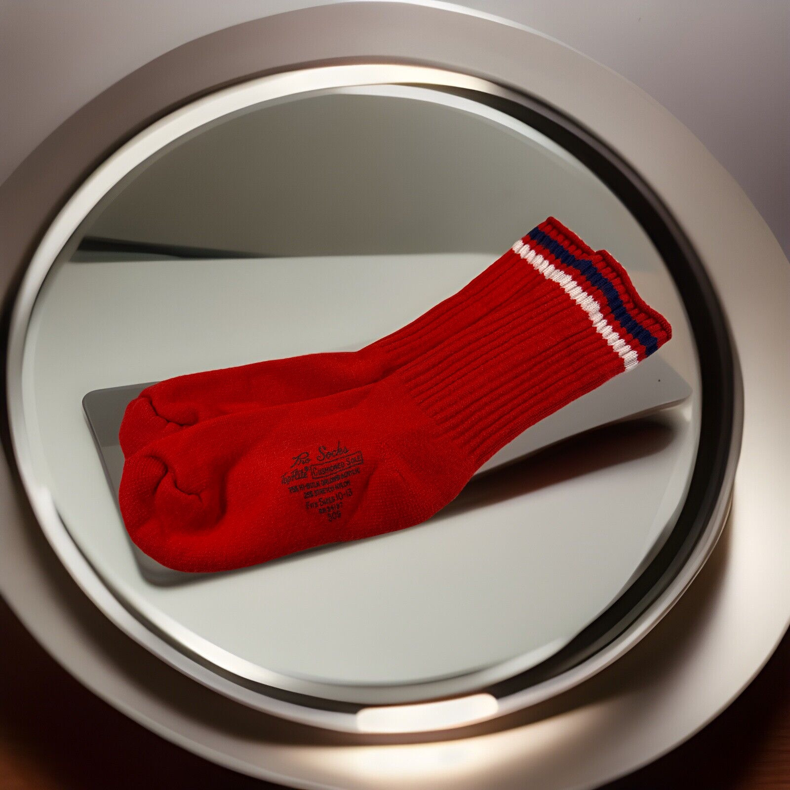 SAOLA Calze professionali vintage suola ammortizzata rosso crew bianco blu righe anni 80 7 9 stile 509 USA