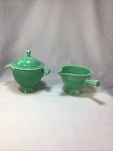 Fiesta Stick Handle Cream and Sugar Set Aqua/Green HLC