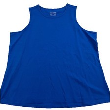 Denim  Co Essentials Perfect Jersey Cotton Round Neck Tank Top 1X Blue 9176