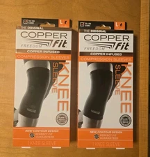NEW 2 Copper Fit Freedom Knee Compression Sleeves Copper Infused Large 14"-16" 