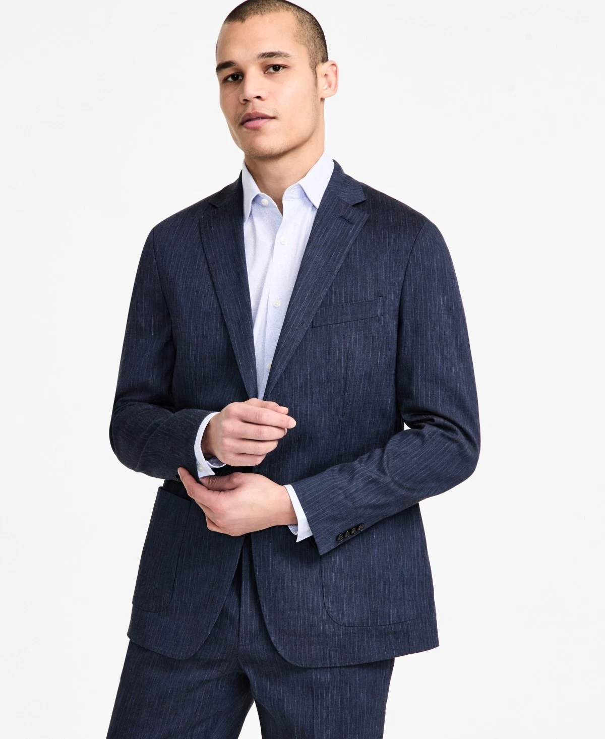 Michael Kors Mens Classic fit Suit Jacket Blazer 38 S Navy Blue Striped Linen
Opens in a new window