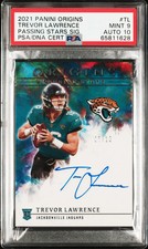 2021 Panini Origins Passing Stars Trevor Lawrence #TL SIG. 07/10 PSA 9 Auto 10