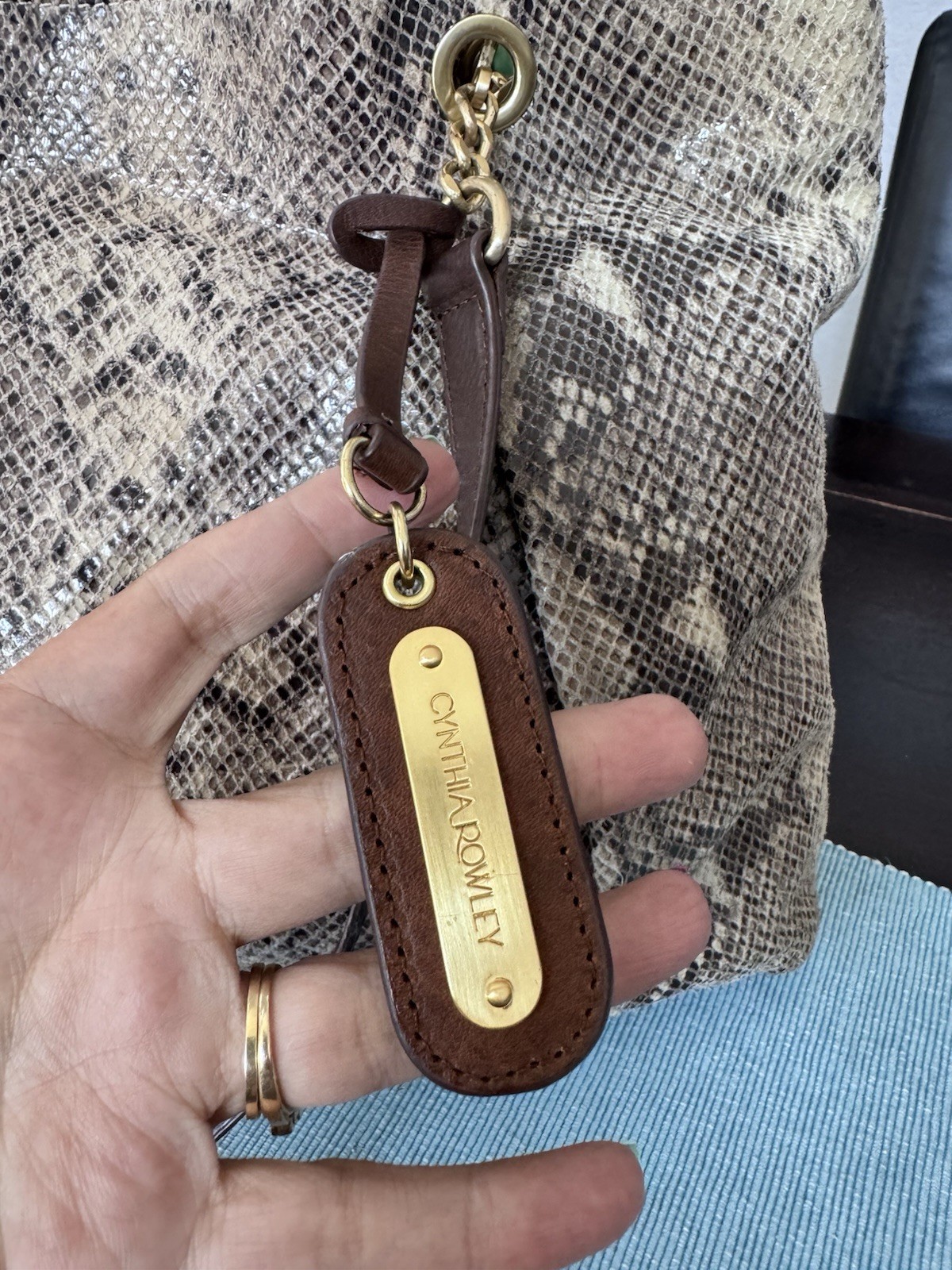 Cynthia Rowley leather python snake print Tote Bag - image 5