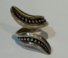 Vintage MCM Beaded Mexico Sterling Silver 925 By Pass Ring signed JGC  4 gm