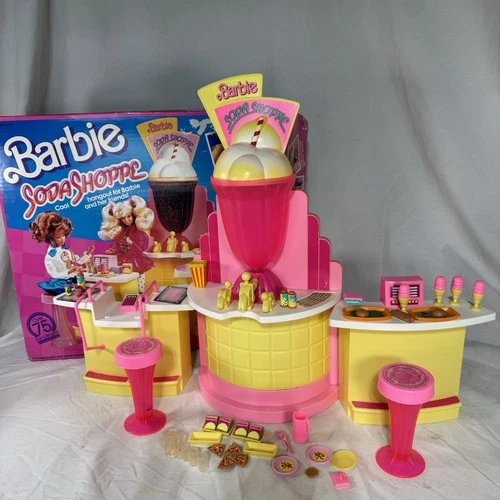 Vintage Barbie Soda Shoppe Playset With Box & Accessories Near Complete 1988