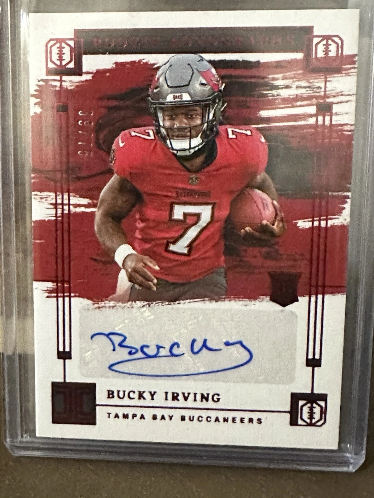 Bucky Irving Panini Impeccable Rookie Autographs #RABIG Red