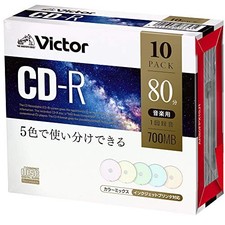 Victor One-Time Recording Music CD-R AR80FPX10J1 Color MIX/80 Minutes/10 Discs